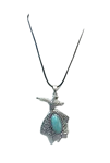 Collar edición limtada con figura bailarina filigrana piedra azul