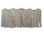 Camiseta de algodón a rayas cuello redondo