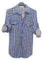 Camisa de cuadros blancos y azules