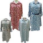 Vestido camisero estampado con margaritas pequeñas