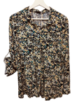 Camisa de seda estampada en flores amarillas