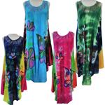 Vestido de tirantes, estampado mariposas y flores, tallas grandes