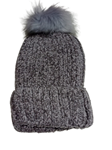 Gorros con borla, de punto, jaspeados, trenza