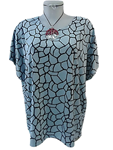 Blusa manga corta, oversize, talla grande, estampado "trencadis"