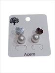 Pendientes con perla colgando, contraste plateado
