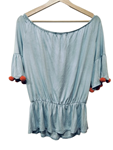 Blusa manga corta con pompones