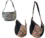 Bolso de tela, liso, con franja estampada vertical