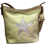 Bolso bandolera, dorado con estrella plateada