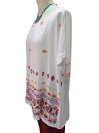 Blusa "Criolla" blanca, con bordados de inspiración étnica