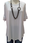 Blusa manga corta, elegante y casual, con "Puño puntillista", 