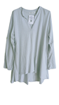 Blusa de algodon escote en V de color rosa, amplia para talla grande