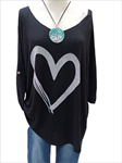 Jersey-camisetas oversize con corazón, manga larga