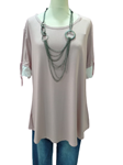 Blusa manga corta, elegante y casual, con "Puño puntillista", 