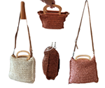 Bolso rectangular de rafia con asa y bandolera
