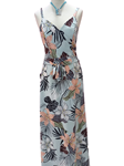 Vestido maxi de tirantes, con estampado vegetal.