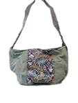 Bolso de tela, liso, con franja estampada vertical