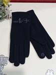 Guantes de punto cálidos, colores lisos, con lazo