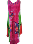 Vestido de tirantes, estampado mariposas y flores, tallas grandes