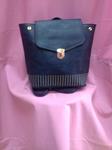 Mochila azul marino o en negro, cartera, tachuelas doradas
