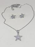 Juego de collar y pendientes de acero con detalle piedrecitas brillantitos