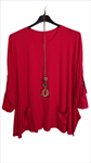 Camiseta cuello redondo, manga larga, y bolsillo, tallas grandes