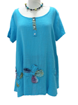 Bluson "Cenefa flores Patchwork", manga corta, tallas grandes