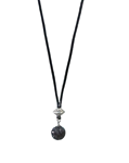 Collar de plata con piedra negra, largo