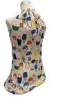Blusa estampada de bolsos, escote halter