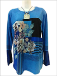 Camiseta manga larga, dibujo flores y geometría