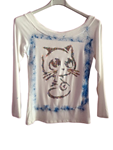 Camiseta de manga larga, con dibujo pintado a mano, Gatito