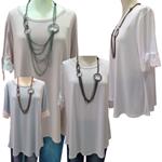 Blusa manga corta, elegante y casual, con "Puño puntillista", 