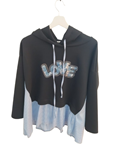 Sudadera mujer con faldón y palabra "LOVE"