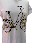 Camiseta básica, algodón, con bicicleta animal-print