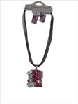 Juego de gargantilla y pendientes, con esmalte y plateado