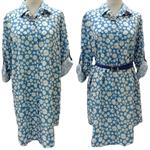 Vestido camisero estampado con margaritas pequeñas