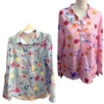 Blusa casual camisera de manga larga, estampado con flores