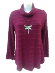 Jersey de cuello alto, holgado, gris, mostaza y granate