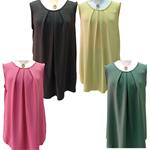 Blusa sin mangas de cuello redondo, evase, tallas grandes