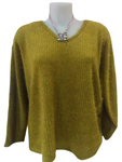 Jersey ablusonado evasé en cuello V, oversize.y talla grande