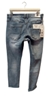 Pantalón vaquero para hombre efecto desgastado, lavado azul