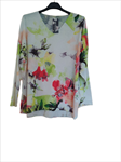 Camiseta de manga larga para tallas grandes, estampado flores