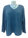 Jersey ablusonado evasé en cuello V, oversize.y talla grande