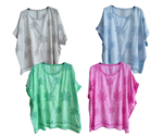 Blusa manga corta, cuello redondo, amplia