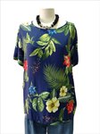 Blusa estampada de flores y hojas, de manga corta