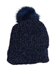 Gorros con borla, de punto, jaspeados, trenza