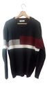Jersey para hombre, cuello redondo, bicolor con franja triangular