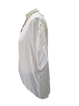 Blusa blanco crudo Vintage, con puntilla en manga