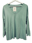 Camiseta algodon cuello pico manga larga
