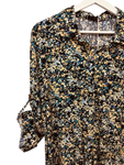 Camisa de seda estampada en flores amarillas