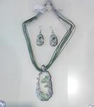Juego de collar y pendientes, plateado cueva estalactistas